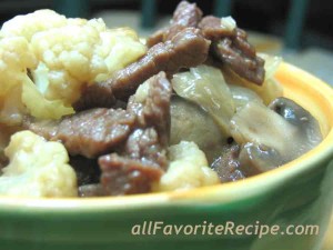 Beef with Cauliflower and Mushroom